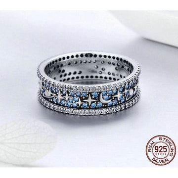AliExpress rings 6 Celestial Galaxy Ring with Blue CZ, Glittering Moon, Stars and Planets on Your Finger!